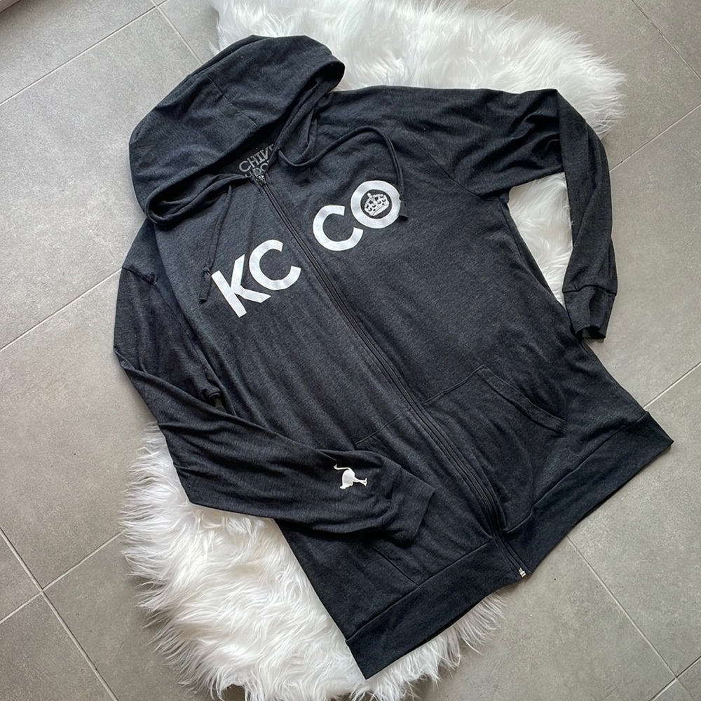 NWOT The Chivery KCCO Chive Hoodie XXL Lightweight Heathered Grey Zip up